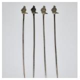 4- .950 Quality Japanese Silver Cocktail Picks