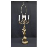 Vintage Rococo Style Brass Cherub Table Lamp