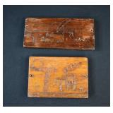 2 Folk Wood Printing Block MENEELY BELL FOUNDRY