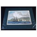 1857 Colored Engraving GUN-BOAT FLOTILLA MADEIRA