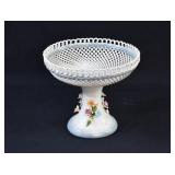 Italian Majolica Lattice Basket Fruit Stand