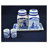 GROUP- Dutch DELFT Blue & White Jars & Cups