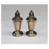 Pair Crown Weighted Sterling Silver Salt & Pepper