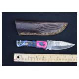 Damascus Steel Fixed Blade Drop Point Knife