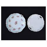 2 Antique German Porcelain Handled Cake Plates
