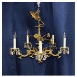 Ornate Vintage Brass 5-Light Chandelier
