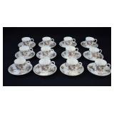 12 Sets MINTON ANCESTRAL Demitasse Cup & Saucers