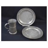 James Dixon & Staffordshire Pewter Plates & Mug