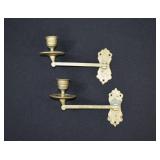 Pair Art Nouveau Engraved Brass Piano Sconces