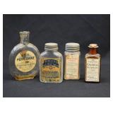 4 Paper Label Antique Medicine Bottles
