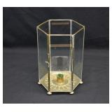 Brass & Glass Hexagon Candle Hurricane Lantern