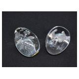 2 Swedish Ekenï¿½s Glasbruk Crystal Egg Paperweights