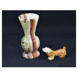2-pc Carved Onyx- Vase & Dog Figurine