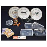 Assorted Playing Cards, Steins & Owl Paperweight +