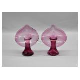 2 PILGRIM Cranberry Glass Jack in the Pulpit Vases