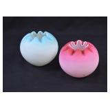 2 Victorian Cased Satin Glass Rose Bowls