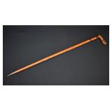 Hand Carved Folk Art Alpine Spike Walking Cane