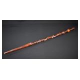 African Mahogony Folk Art Snake Walking Stick