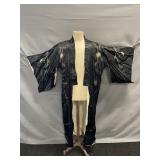 Vintage Black Satin Kimono Robe
