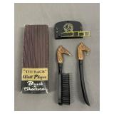 Vintage Tie Rack Wall Plaque Brush n Shoehorn
