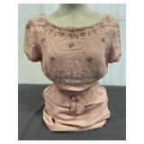 Vintage Pink Beaded Sequined Dress