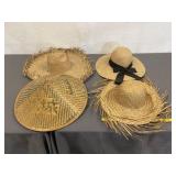 4 Vintage Straw Hats