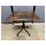 Vintage Tilt-Top Table W/Artwork