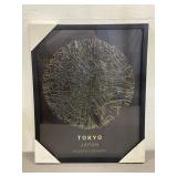 Framed Gold Tone Tokyo Japan Map 16'x19.5ï¿½