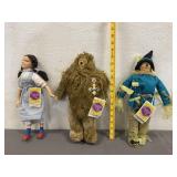 3 Vintage Wizard Of Oz Dolls NWT