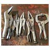 Five Vintage Locking Pliers Tools