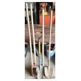 4 Gardening Tools Including Shovels and Post Hole