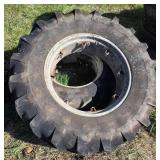 Two Used Tractor Tires with Metal Rims Included