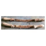 Two Rusted Draw Knives with Wooden Handles