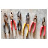 Six Mixed Pliers with Assorted Grips