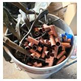 Bucket of Copper Pipe Fittings and Miscellaneous S