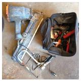 Paslode Nail Gun and Assorted Tools in Bag