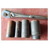 Craftsman Ratchet with 4 Metric Sockets