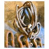 Rope with Rusted Clevis Shackles Set