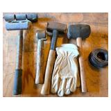 Hammers, Gloves, and Wire Assortment