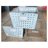 Three Metal Storage Baskets With Perforated Design