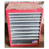 Red Metal Tool Chest with Multiple Drawers
