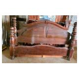 King-Sized Wooden Bed Frame With Turned Posts
