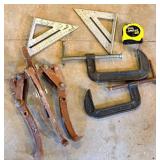 Hand Tools Including Clamps and Square Rulers