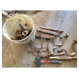 Bucket of Assorted Tools and Hardware Items