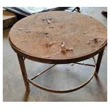 Heavy Round Metal Table with Distressed Surface