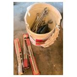 Bucket of Hand Tools and Socket Rack Sets