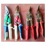 Four Aviation Tin Snips by Lenox and Unbranded