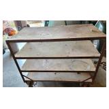 Metal Utility Cart with Four Wheels and Three Shel