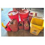 Red and Yellow Fuel Containers and Buckets