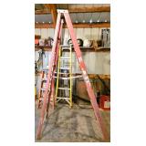 8ft Fiberglass A-Frame Ladder with Metal Steps